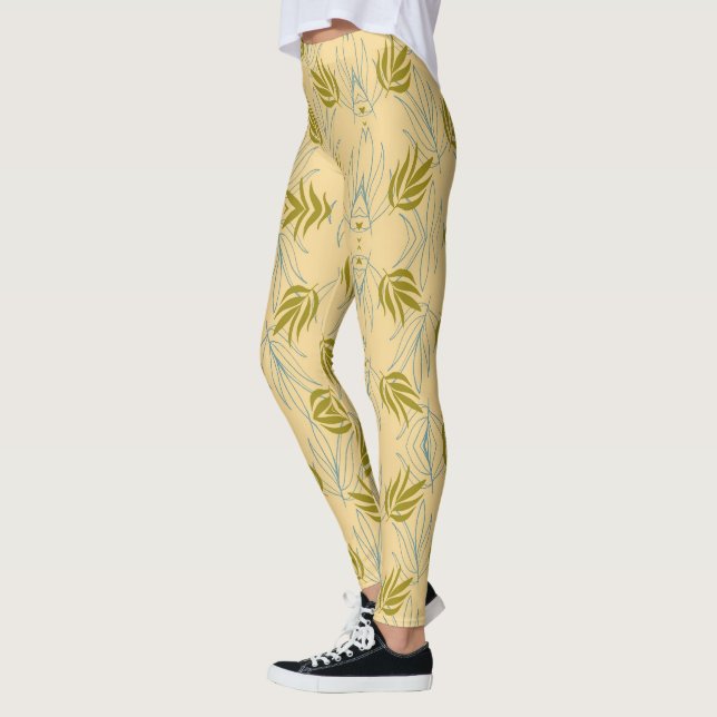 Cute leaves on pink pattern leggings (Left)