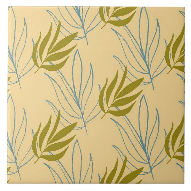 Cute leaves on pink pattern tile (Front)