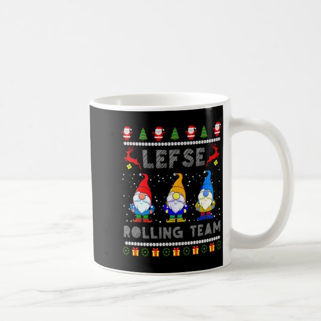 Cute Lefse Rolling Team Norwegian Gnomes Ugly Xmas Coffee Mug (Right)