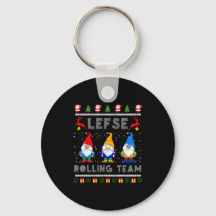 Cute Lefse Rolling Team Norwegian Gnomes Ugly Xmas Key Ring