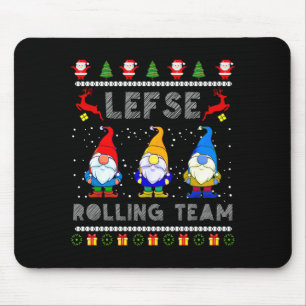 Cute Lefse Rolling Team Norwegian Gnomes Ugly Xmas Mouse Mat