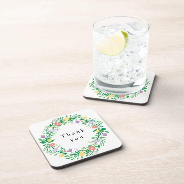 CUTE LEMON AND FLOWERS FLORAL DECOUPAGE COASTER (Right Side)