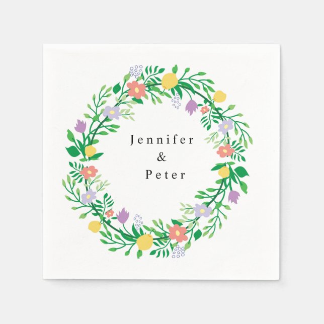 CUTE LEMON AND FLOWERS FLORAL DECOUPAGE NAPKIN (Front)