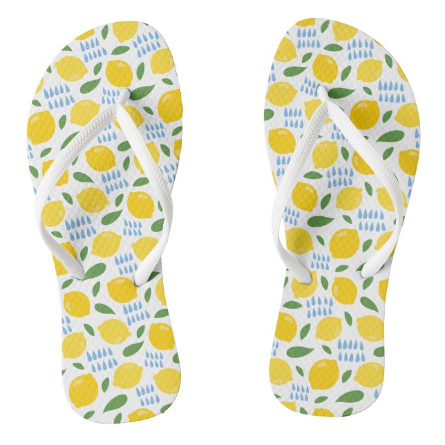 Cute lemon and green leaves pattern flip flops (Footbed)