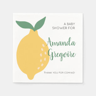 Cute Lemon and Leaves Fruit Themed Baby Shower Napkin
