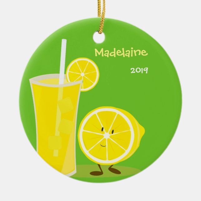 Cute Lemon and Lemonade Food Ceramic Tree Decoration (Front)
