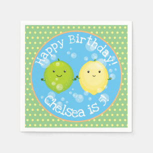 Cute lemon and lime friends illustration napkin