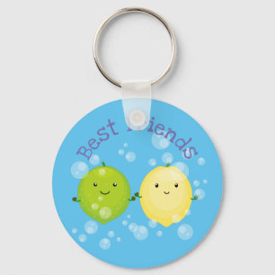 Cute lemon and lime illustration key ring