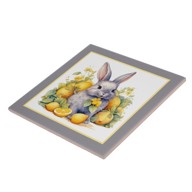 cute lemon bunny kitchen lovers tile (Side)