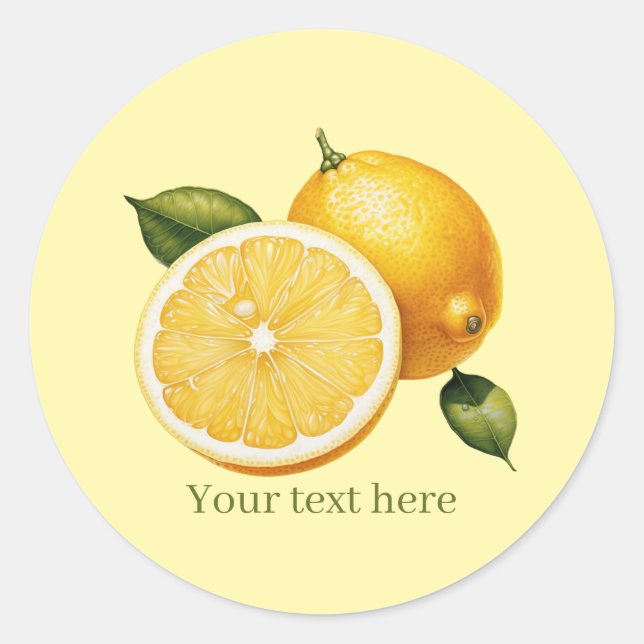 Cute lemon business customisable  classic round sticker (Front)