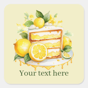 cute lemon cake add text square sticker