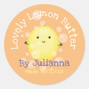 Cute lemon cartoon illustration produce label