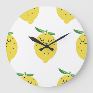 Cute Lemon Cartoon: Seamless Vintage Large Clock