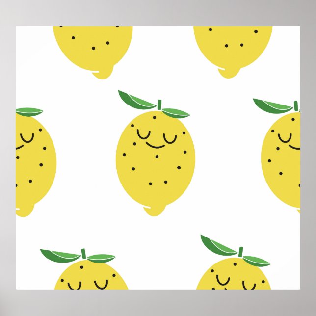 Cute Lemon Cartoon: Seamless Vintage Poster (Front)