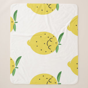 Cute Lemon Cartoon: Seamless Vintage Sherpa Blanket
