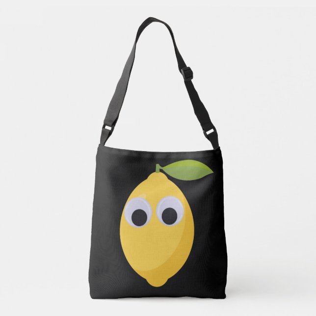 Cute Lemon Character with Googly Eyes  Crossbody Bag (Back)