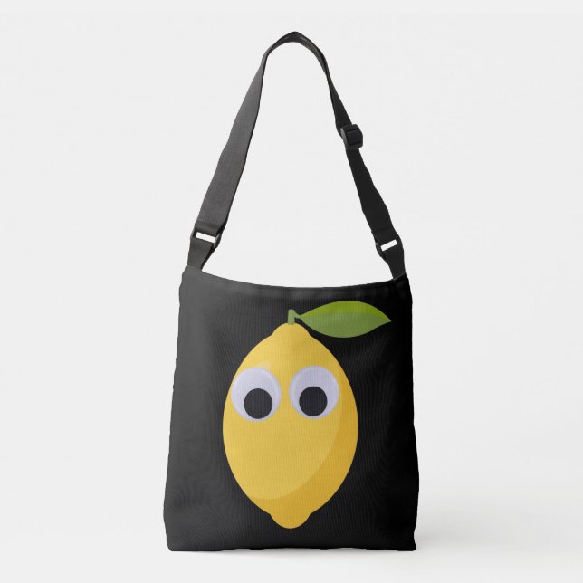Cute Lemon Character with Googly Eyes  Crossbody Bag (Front)