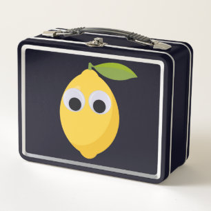 Cute Lemon Character with Googly Eyes Metal Lunch Box