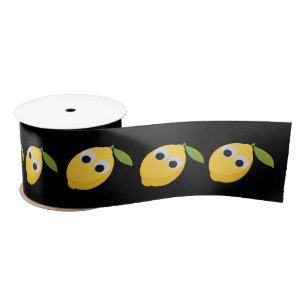 Cute Lemon Character with Googly Eyes  Satin Ribbon