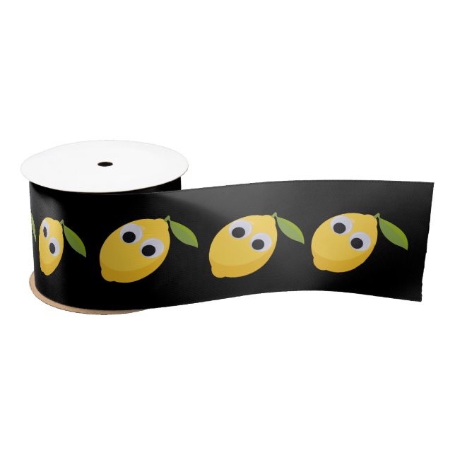 Cute Lemon Character with Googly Eyes  Satin Ribbon (Spool)