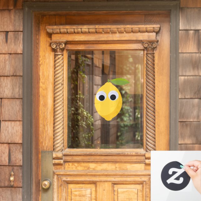 Cute Lemon Character with Googly Eyes  Window Cling (Home Door)