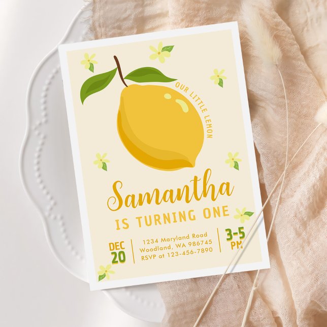 Cute Lemon Citrus 1st Birthday Invitation (Creator Uploaded)