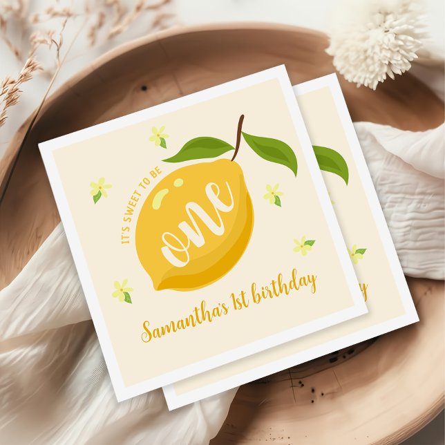Cute Lemon Citrus 1st Birthday  Napkin (Creator Uploaded)