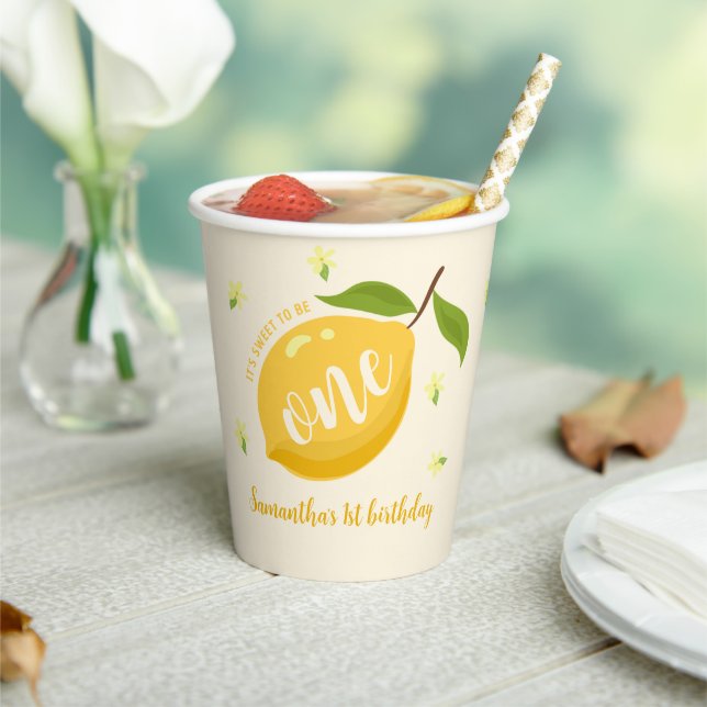 Cute Lemon Citrus 1st Birthday  Paper Cups (Insitu)