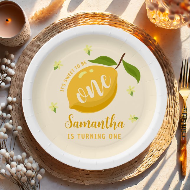 Cute Lemon Citrus 1st Birthday  Paper Plate (Creator Uploaded)