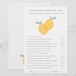 Cute Lemon Citrus Baby Shower Guess Who Mum or Dad
