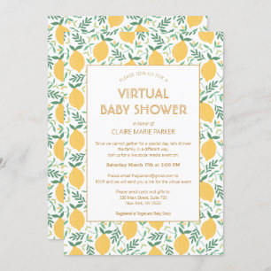 Cute Lemon Citrus Foliage Virtual Baby Shower Invitation