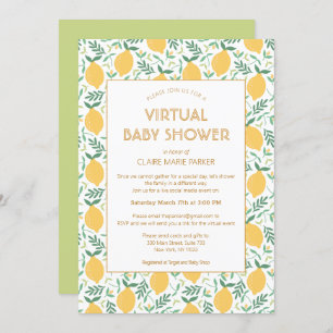 Cute Lemon Citrus Foliage Virtual Baby Shower Invitation