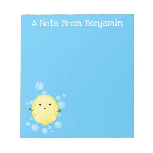 Cute lemon citrus fruit cartoon illustration notepad (Front)