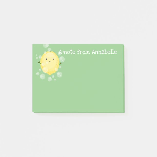 Cute lemon citrus fruit cartoon illustration post-it notes (Front)
