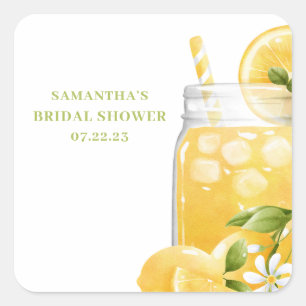 Cute Lemon Citrus Lemonade Bridal Shower  Square Sticker