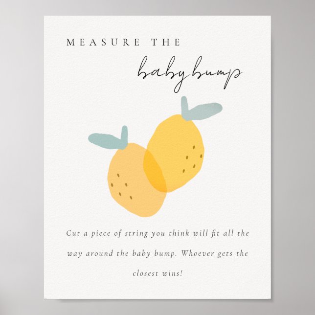 Cute Lemon Citrus Measure The Baby Bump Game Poster (Front)