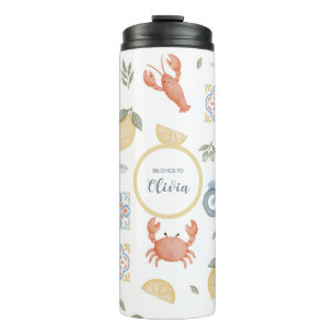Cute Lemon Crab School Kids Personalised Thermal Tumbler