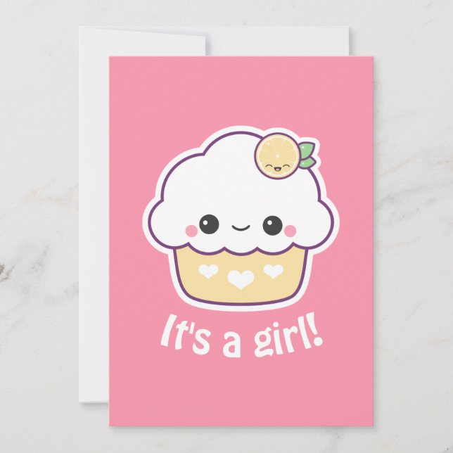 Cute Lemon Cupcake Baby Shower Invitations (Front)