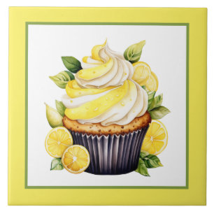 Cute lemon cupcake bakery home business crafting tile