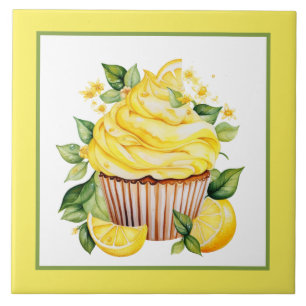 Cute lemon cupcake bakery home business crafting tile