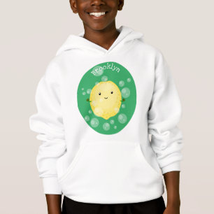 Cute lemon fruit cartoon bubbles illustration