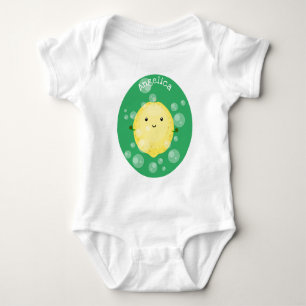 Cute lemon fruit cartoon bubbles illustration baby bodysuit