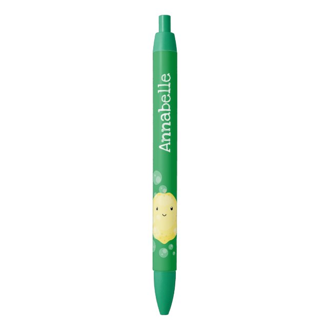 Cute lemon fruit cartoon bubbles illustration black ink pen (Front Vertical)