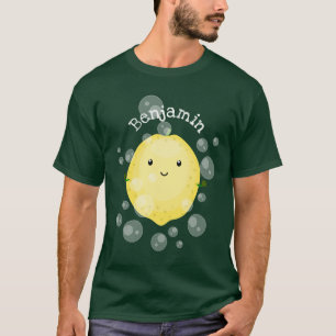 Cute lemon fruit cartoon bubbles illustration T-Shirt