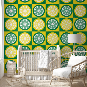 Cute Lemon Fruit Pattern Kids Nursery Room Wallpaper