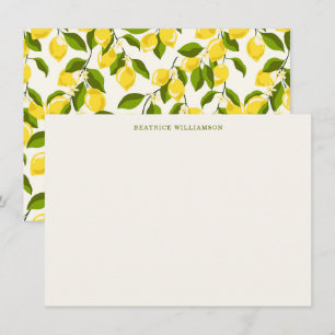 Cute Lemon Fruit Watercolor Pattern Personalised Card