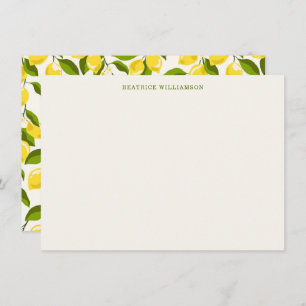 Cute Lemon Fruit Watercolor Pattern Personalized Card