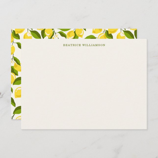Cute Lemon Fruit Watercolor Pattern Personalized Card (Front/Back)