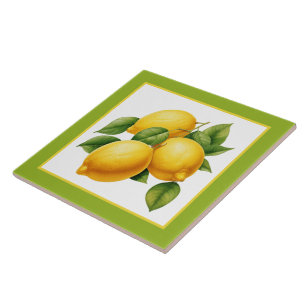 Cute lemon kitchen lovers watercolor  tile