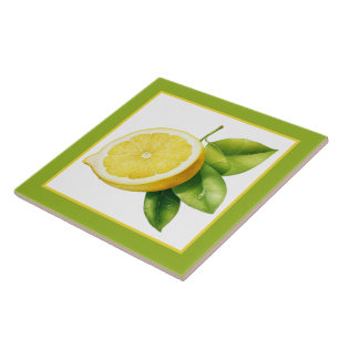 Cute lemon kitchen lovers watercolor tile